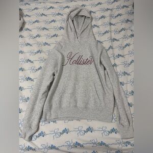 Hollister size xs light heather grey shine oversized sparkle logo hoodie
